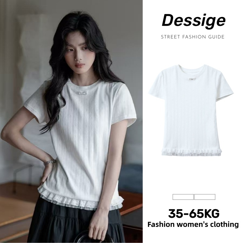 Áo babydoll Áo baby tee ôm body thun ren tay ngắn màu trắng cho nữ mùa hè