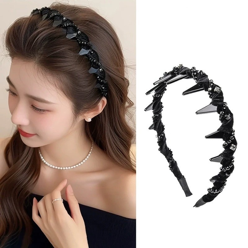 Băng Đô Tạo Phồng Tóc Hàn Quốc Đính Đá, Kẹp Cài Tóc Phong Cách Tăng Độ Phồng Cho Nữ
