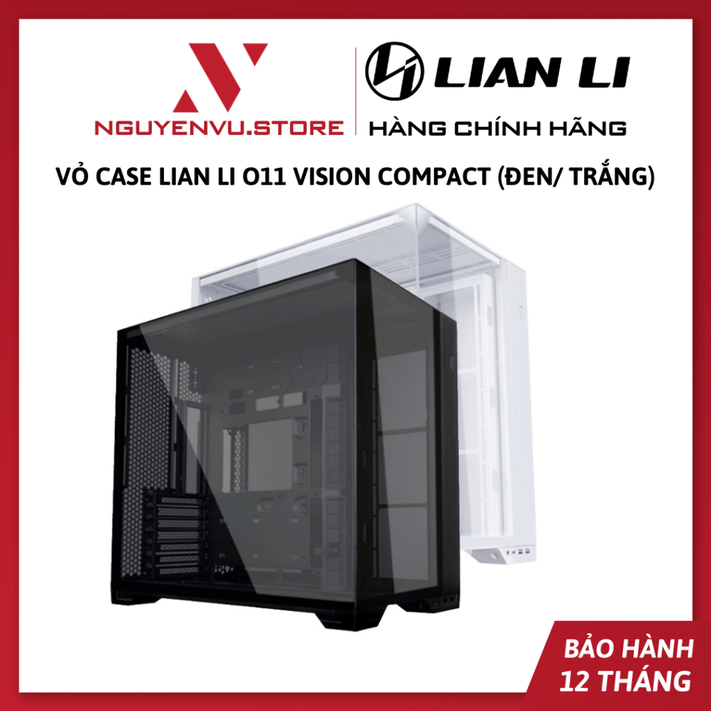Vỏ Case Lian Li O11 VISION Compact (Đen/ Trắng - Mặt kính) - Hàng chính hãng