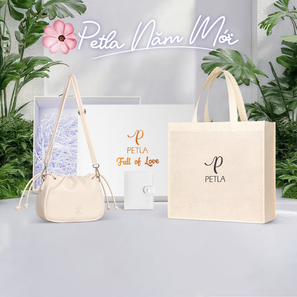 Túi da đeo chéo nữ kiểu dây rút Petla LN10