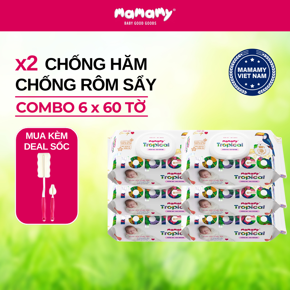 Khăn Ướt Trẻ Em Mamamy Thiên Nhiên - Giấy Ướt Sạch Khuẩn Vệ Sinh Cho Cả Gia Đình - Gói 60 Miếng | BigBuy360 - bigbuy360.vn