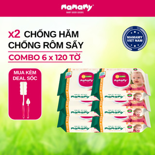 Khăn Ướt Cao Cấp Mamamy 120 Tờ Mềm Mại, An Toàn, Không Mùi Không Parabens Dành Cho Em Bé