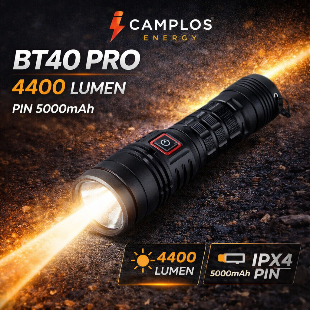 Đèn pin siêu sáng BT40 pro 4400 lumen đèn bin cầm tay pin 21700 chiếu xa hợp kim nhôm chống nước LED