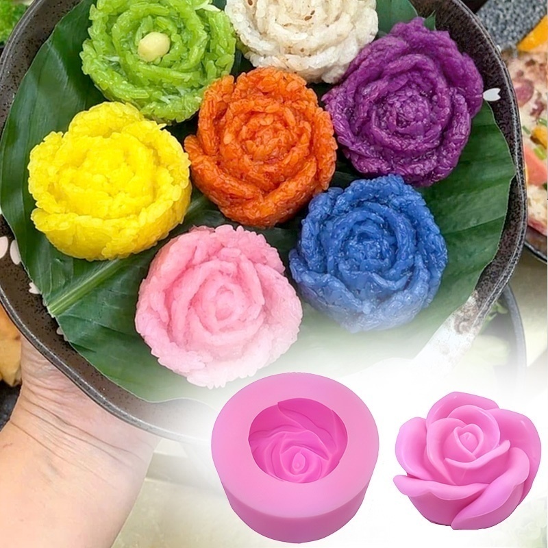 🏵️COD🏵️Mini Khuôn silicon hoa hồng 3D dễ thương - Tạo hình bánh, thạch rau câu, xôi, Khuôn silicon n