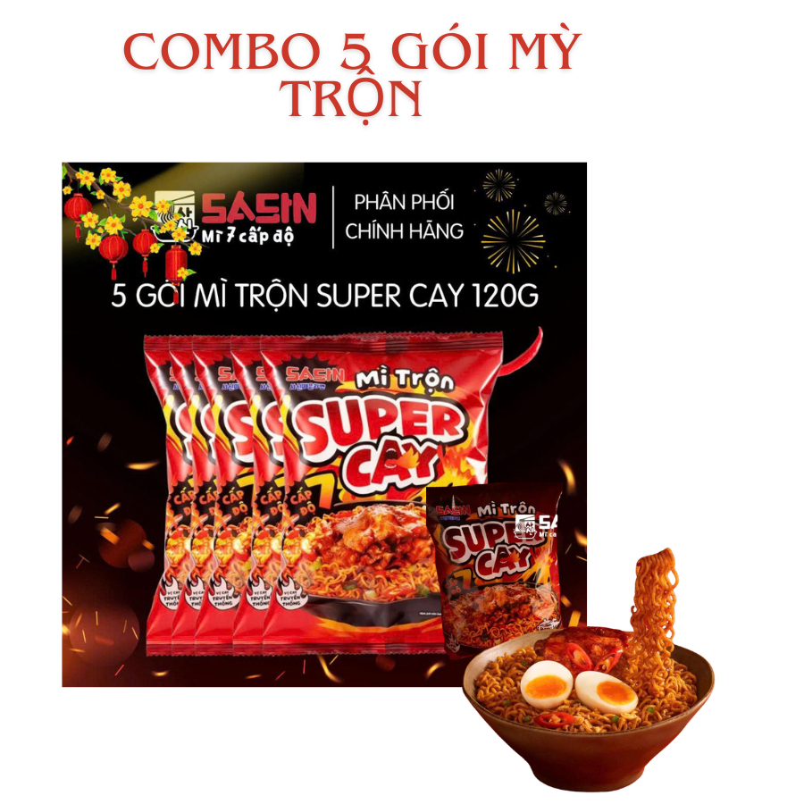 [COMBO 5] gói mì TRỘN SUPER CAY Sasin cấp độ 7 120g/gói