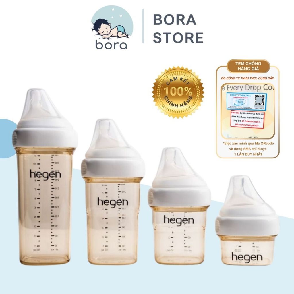 Bình sữa Hegen chính hãng cao cấp 60ml 150ml 240ml 330ml, được chọn núm, cam kết chính hãng