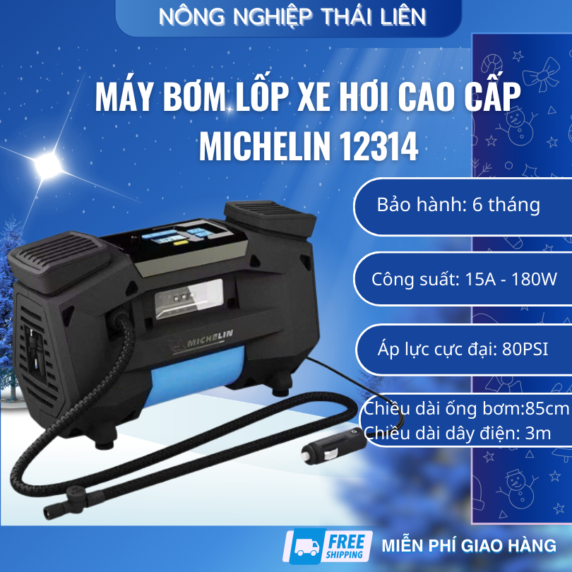 Máy bơm lốp xe khẩn cấp Michelin 12314 - Máy bơm công suất lớn cao cấp, Hàng chính hãng michelin
