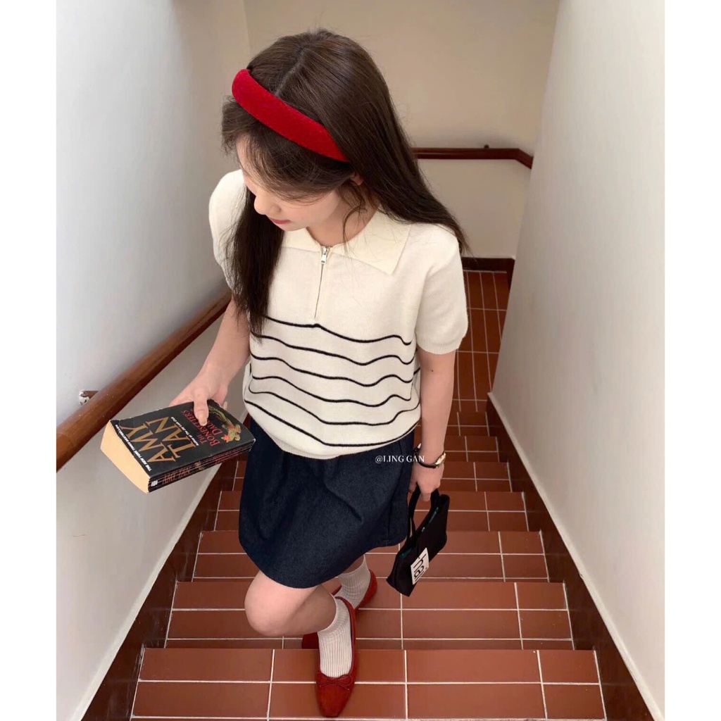 Áo Len Polo Thun From Ôm Kèm KHÓA KÉO, Áo Mongtoghi Dáng Vừa Phối Kẻ Sọc Nhỏ Tương Phản Trẻ TrungHàng Qccc Shopquacam | BigBuy360 - bigbuy360.vn