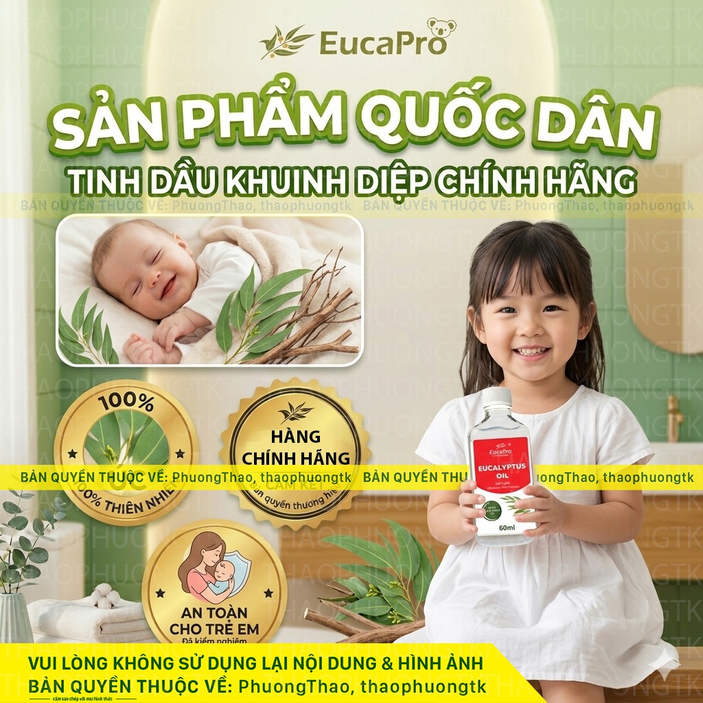 Dầu khuynh diệp Euky Bear / Eucapro / Kangaroo dầu tràm dành cho xông, hít mũi, thoa em bé, mẹ, ngườ