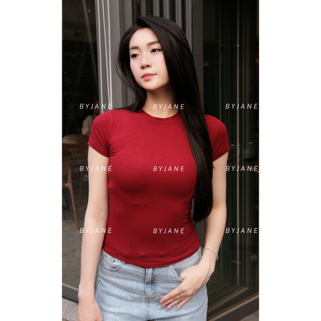 Áo Thun Nữ Thắt Eo Ôm Body BYJANE chất cotton trơn co dãn 4 chiều Women (Từ 39kg-65kg) BYJANE - 315 | BigBuy360 - bigbuy360.vn