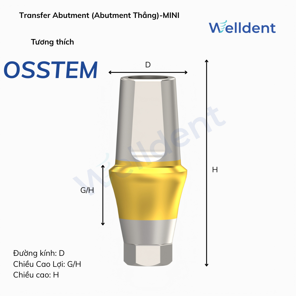 Khớp nối Abutment Thẳng   – Tương thích với Osstem, Neobiotech, Megagen ST MINI implant