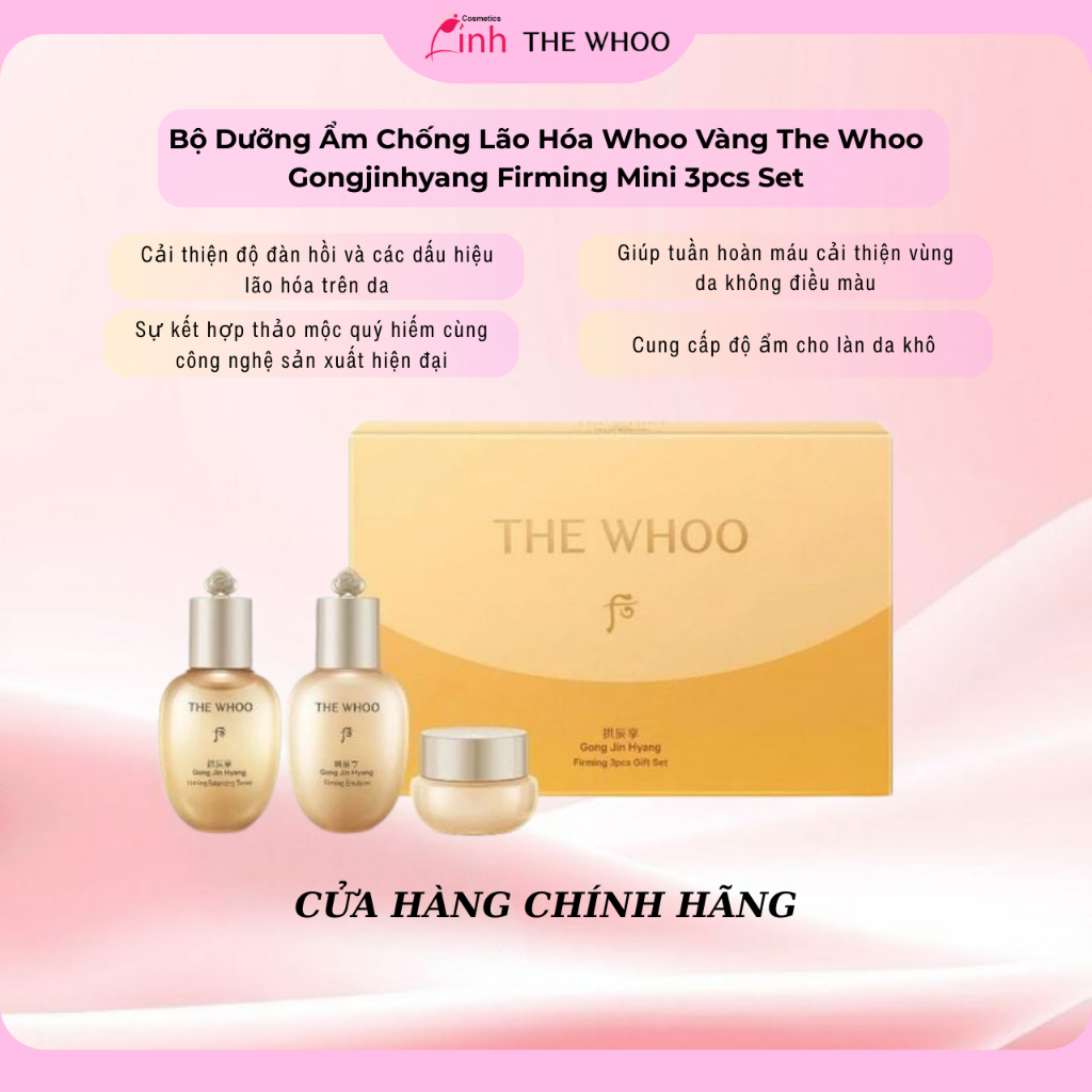 [Hàng chính hãng] Bộ Dưỡng Ẩm Whoo Vàng The Whoo Gongjinhyang Firming Mini 3pcs Set