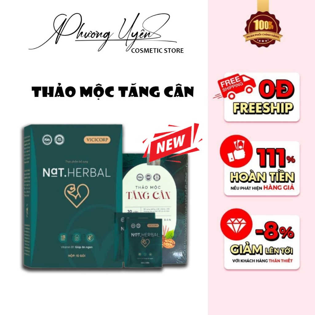 Thảo Mộc Tăng Cân Nat.Herbal Hỗ Trợ Tăng Cân NAT HERBAL Chính Hãng VICICORP Giúp Tăng Cân