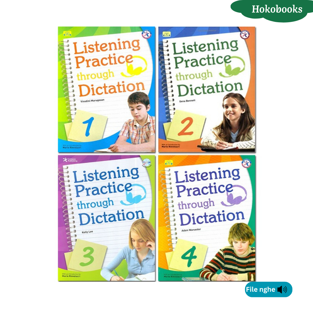 Sách - Listening Practice Through Dictation - Level 1,2,3,4 - Tặng file nghe, In laser