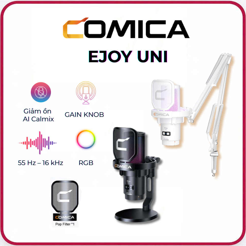 COMICA EJOY UNI - Mic Thu Âm RGB Cổng USB Cho Gaming, Livestream