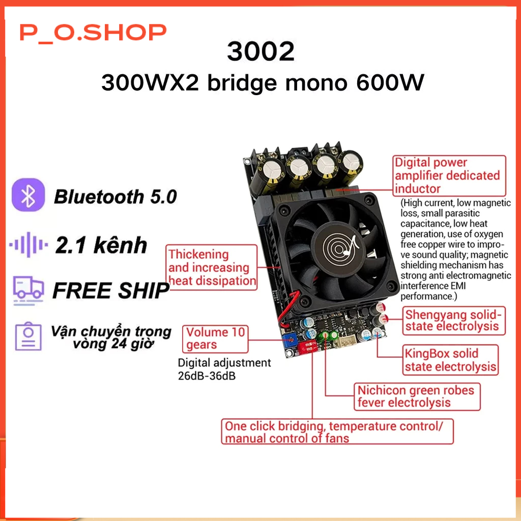 【🔥Rẻ】Mạch Khuếch Đại Âm Thanh 3002 TPA3255 stereo 300WX2 bridge mono 600W