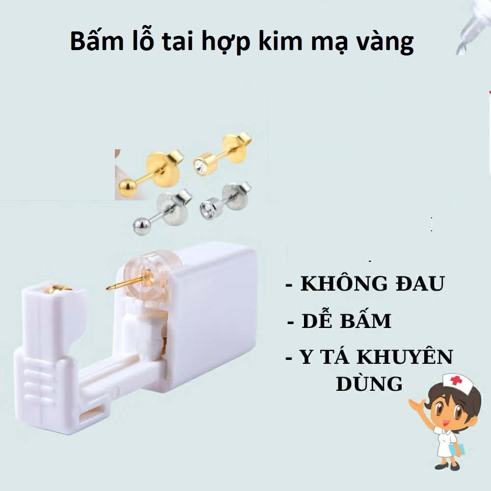 Bấm lỗ tai 1 lần hàng chuẩn cho bé và mẹ không đau , không sương , không hề có mủ , đầu bấm mạ vàng hợp kim