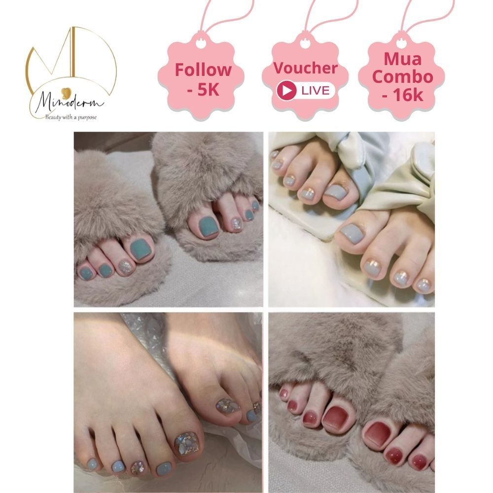 Móng chân giả BEABIAI Nail box kèm keo gắn, thiết kế trơn, đính đá sang trọng