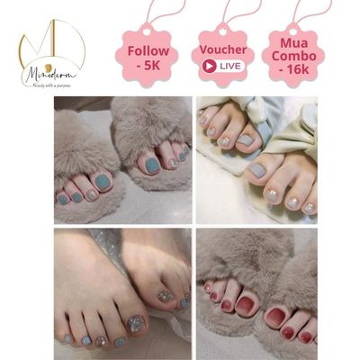 Móng chân giả BEABIAI Nail box kèm keo gắn, thiết kế trơn, đính đá sang trọng