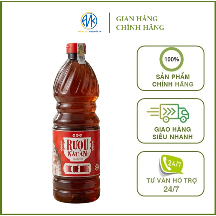 [MỚI] Rượu Nấu Ăn Mộc Quế Hương 9Chum Chai Nhựa 1L, ướp thịt cá, khử mùi tanh, tăng hương vị món ăn
