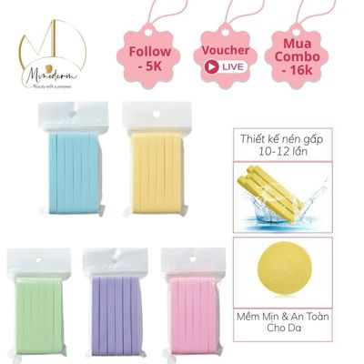 Bông nở rửa mặt bọt biển BEABIAI mút xốp mềm mại, tiện lợi,12 miếng/ gói