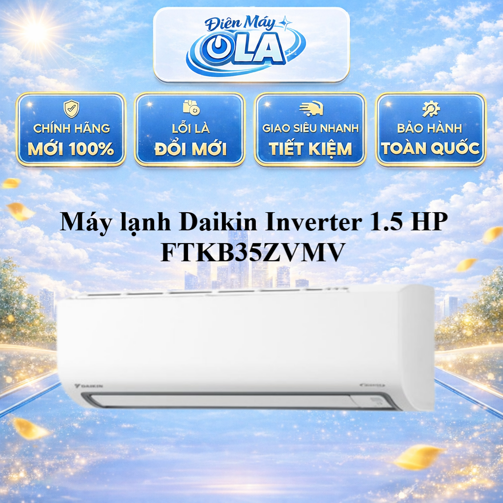 Máy lạnh Daikin Inverter 1.5 HP FTKB35ZVMV - Kích thước nhỏ gọn, màu trắng tinh tế