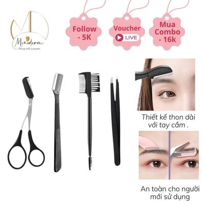Bộ Dụng Cụ Cắt Tỉa Lông Mày BEABIAI Gồm Kéo Và Lưỡi Dao Cạo Chuyên Nghiệp, An Toàn