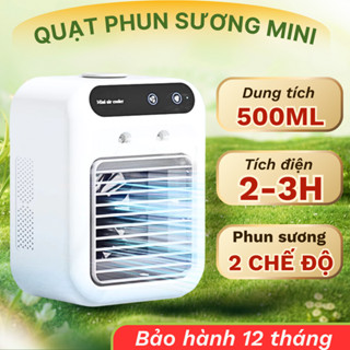 Quạt điều hòa phun sương mini 500ml 2 tốc độ gió chế độ phun nước, Bảo hành 12 tháng