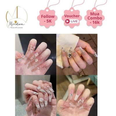 Móng tay giả BEABIAI Nailbox thủ công tinh xảo, kiểu dáng mắt mèo, gắn charm sang chảnh