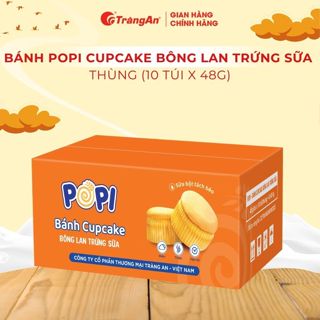 Bánh Cupcake Bông Lan Trứng Sữa 𝐏𝐎𝐏𝐈 Tràng An Cao Cấp 48g Mềm Thơm Dinh Dưỡng Tiện Lợi
