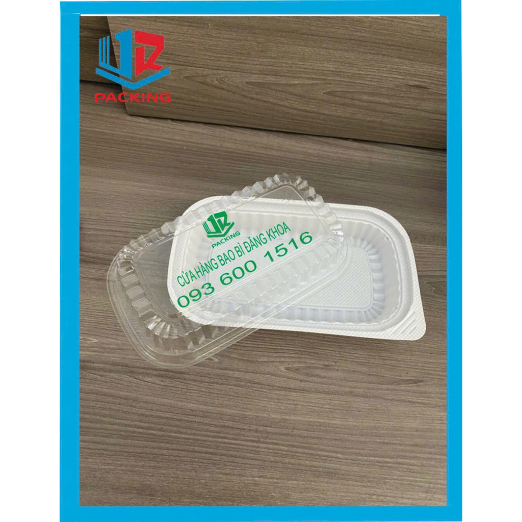 Hộp, khay nhựa đế trắng nắp trong đựng cơm, thực phẩm HT17, thùng 500 cái