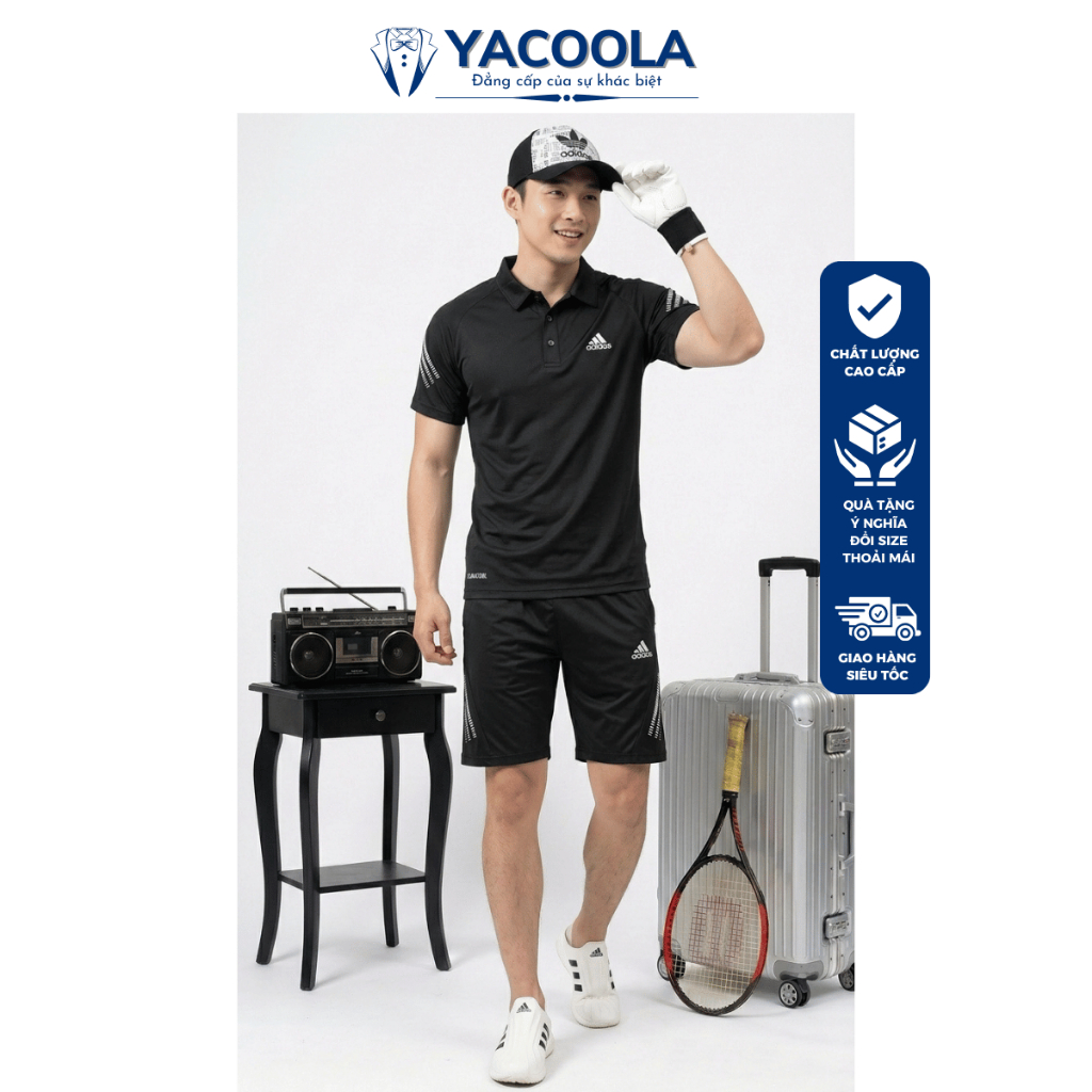 Bộ thể thao cao cấp mùa hè vải mát chuẩn phom xịn đẹp Yacoola YD6-537 Bộ thể thao nam cộc tay mùa hè