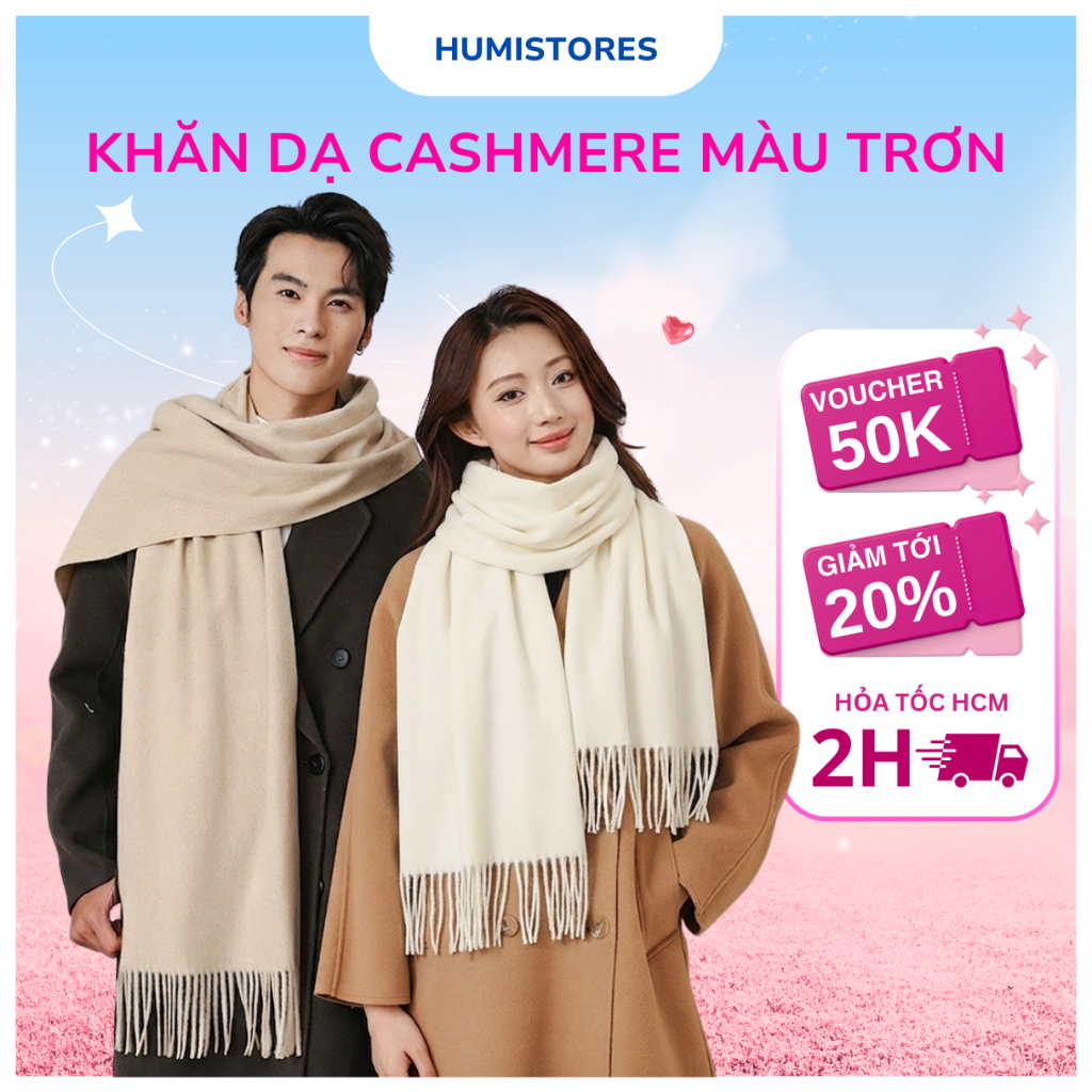 Khăn Choàng Cổ Dạ Len Giữ Ấm Cho Nữ Chất Dạ Cashmere Cao Cấp Êm Mềm Màu Trơn Thời Trang Mùa Đông