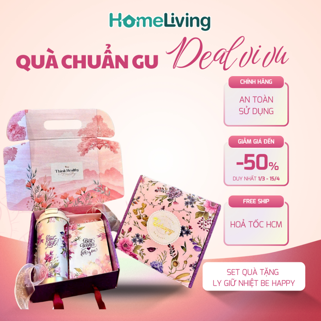 Ly Giữ Nhiệt Be Happy 530ML Set Quà Tặng – Ly Giữ Nhiệt Inox Cao Cấp