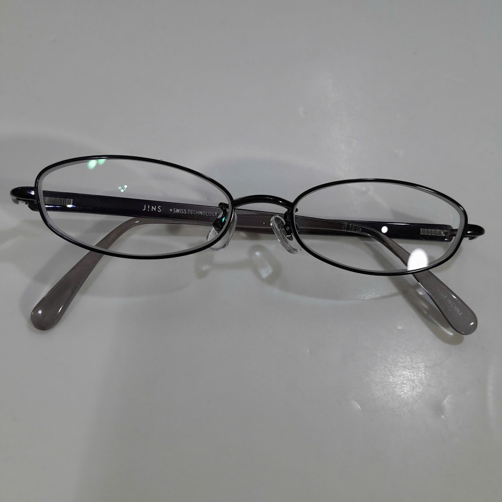 Gọng mắt kính nữ nhật JINS thép không gỉ video mô tả cụ thể ngang kính 135mm second hand đã qua sử d