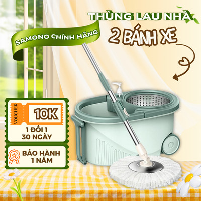 (Nâng cấp) Bộ lau nhà xoay 360 độ Bonbox BCT704 - Kèm thùng vắt có 2 bánh xe, lồng inox