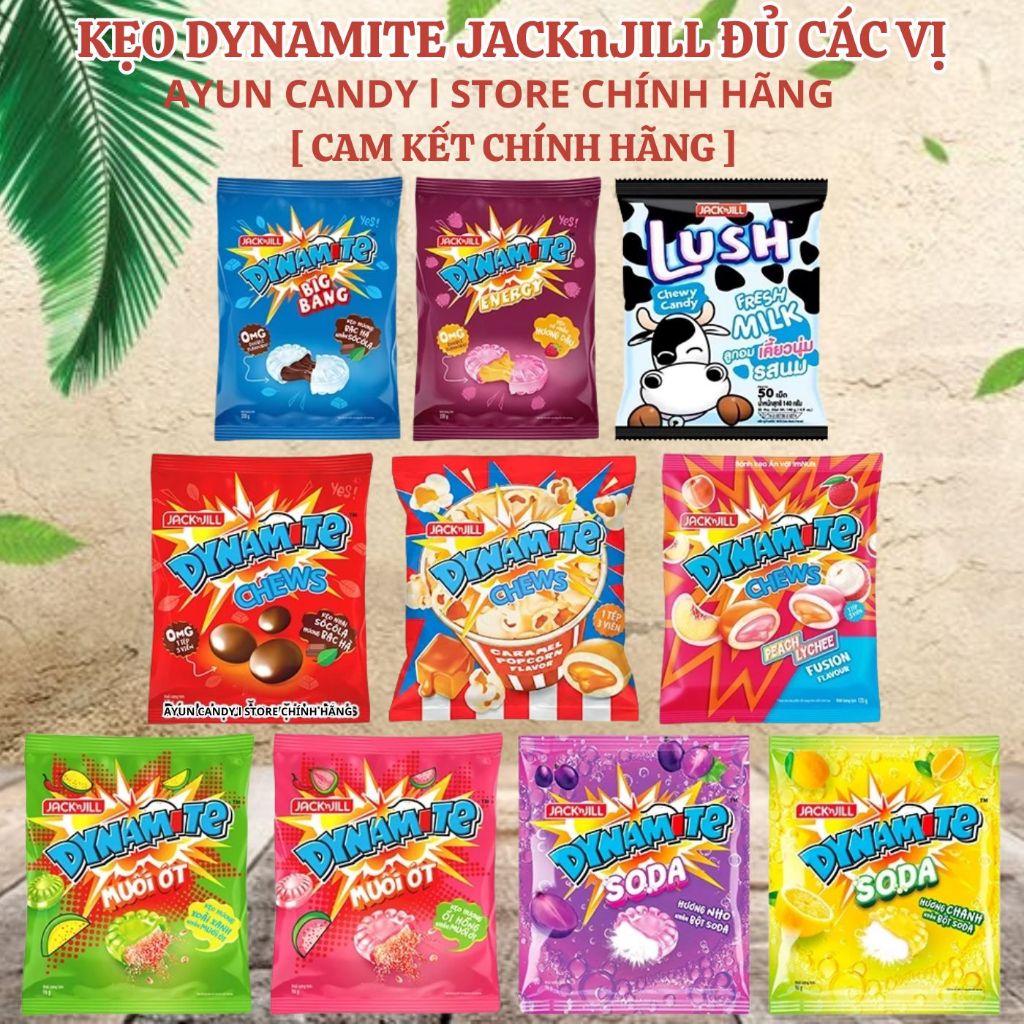 [HỎA TỐC ĐỦ CÁC VỊ] Kẹo Nhai 3 Viên Dynamite Chews Candy (Gói 112.5g) - Kẹo Dynamite Socola Bạc Hà