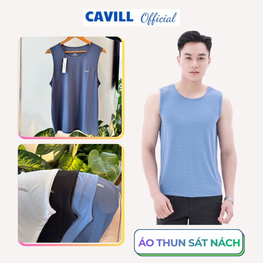 (NEW) COMBO 2 Áo Sát Nách Nam Thun lạnh CAVILL, Thiết kế suông trơn, Lỗ thông hơi mát lạnh, Thể Thao
