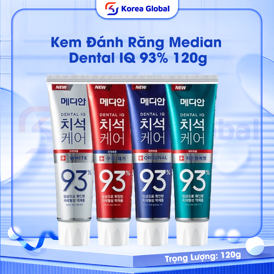 Kem Đánh Răng Median Dental IQ 93% 120g – Trắng Răng, Ngừa Sâu Răng, Thơm Miệng