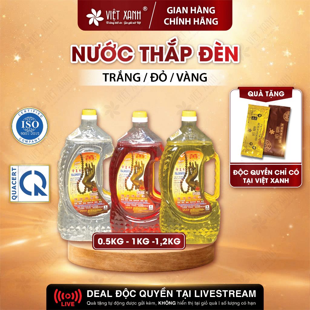 Dầu Thắp Đèn Việt Xanh Không Khói Không Mùi,Thờ Cúng An Toàn, Tiết Kiệm [0,5kg - 1kg- 1.2kg]