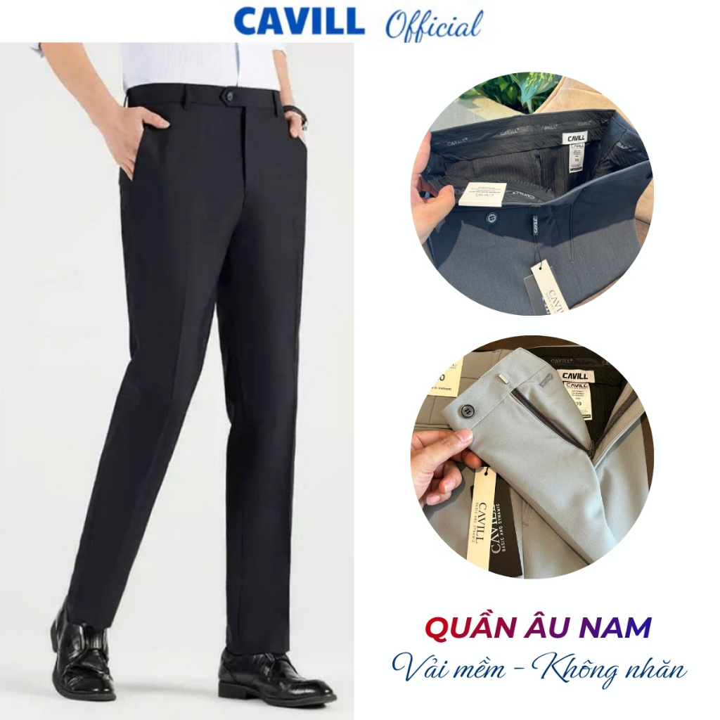 Quần Âu Cạp Chun Ẩn CAVILL Co giãn  - Vải Mềm - Chống Nhăn, Dáng Slim Đứng Trẻ Trung, Thoải Mái