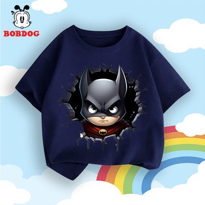 Áo thun bé trai BOBDOG chất cotton mềm mịn áo phông cổ tròn in hình siêu anh hùng cute cho bé