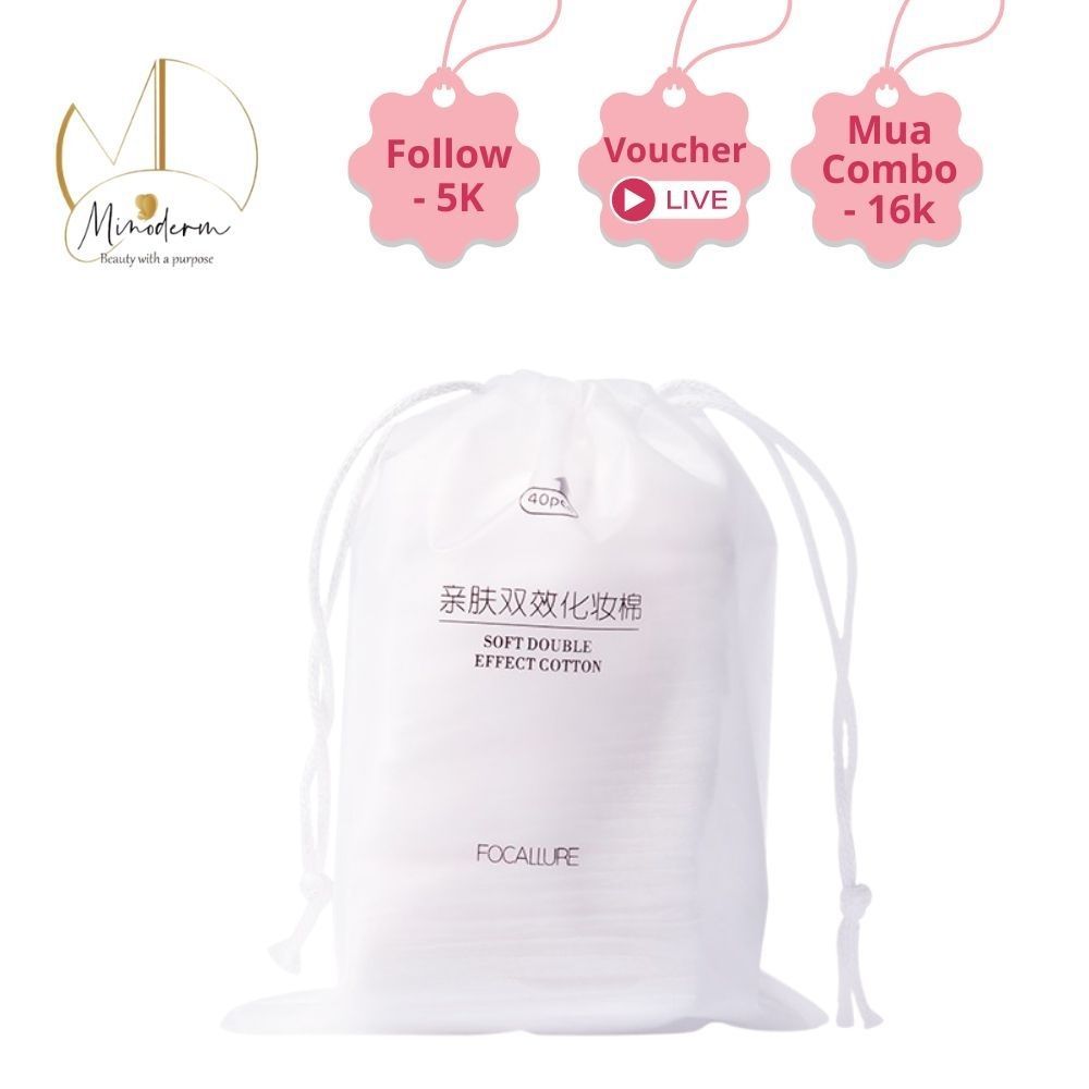 Bông cotton tẩy trang FOCALLURE mềm mịn chất lượng cao 40 miếng 22.5g FA-000-0009