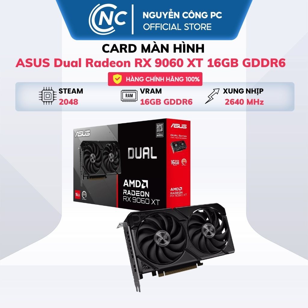 Card màn hình ASUS Dual Radeon RX 9060 XT 16GB GDDR6 - BH 36 tháng