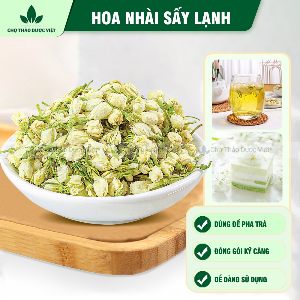 Hoa nhài sấy lạnh 1kg, trà lài nguyên bông, nụ trắng, thơm, dùng pha trà, ướp trà, hương vị tự nhiên