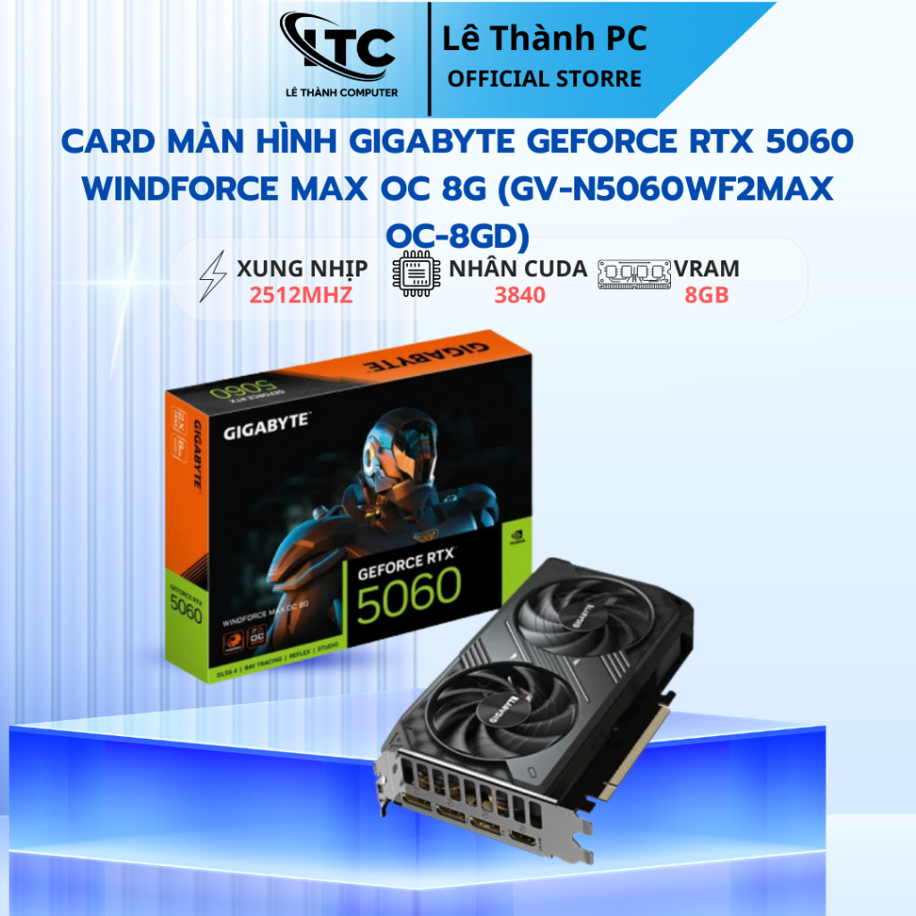 Card màn hình Gigabyte RTX 5060 WINDFORCE MAX OC 8GB - Hàng New - Bảo hành 36 tháng