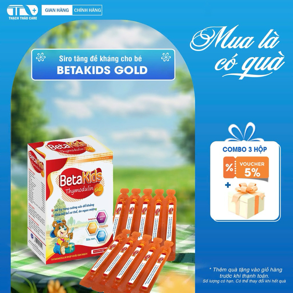 [Chính hãng] TPBVSK siro tăng đề kháng Betakids Thymomodulin Gold - giảm ốm vặt, tăng cường miễn dịc