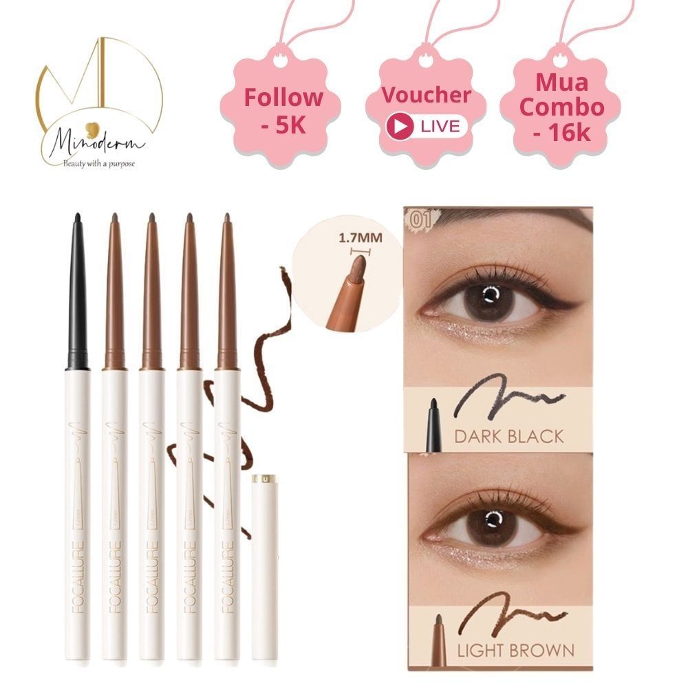 Bút chì kẻ mắt FOCALLURE siêu mảnh 1.7mm mềm mịn lâu trôi, chống nước 1g FA-243