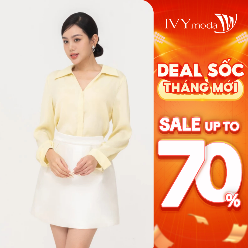 Áo sơ mi lụa Basic nữ IVY moda MS 17M8605