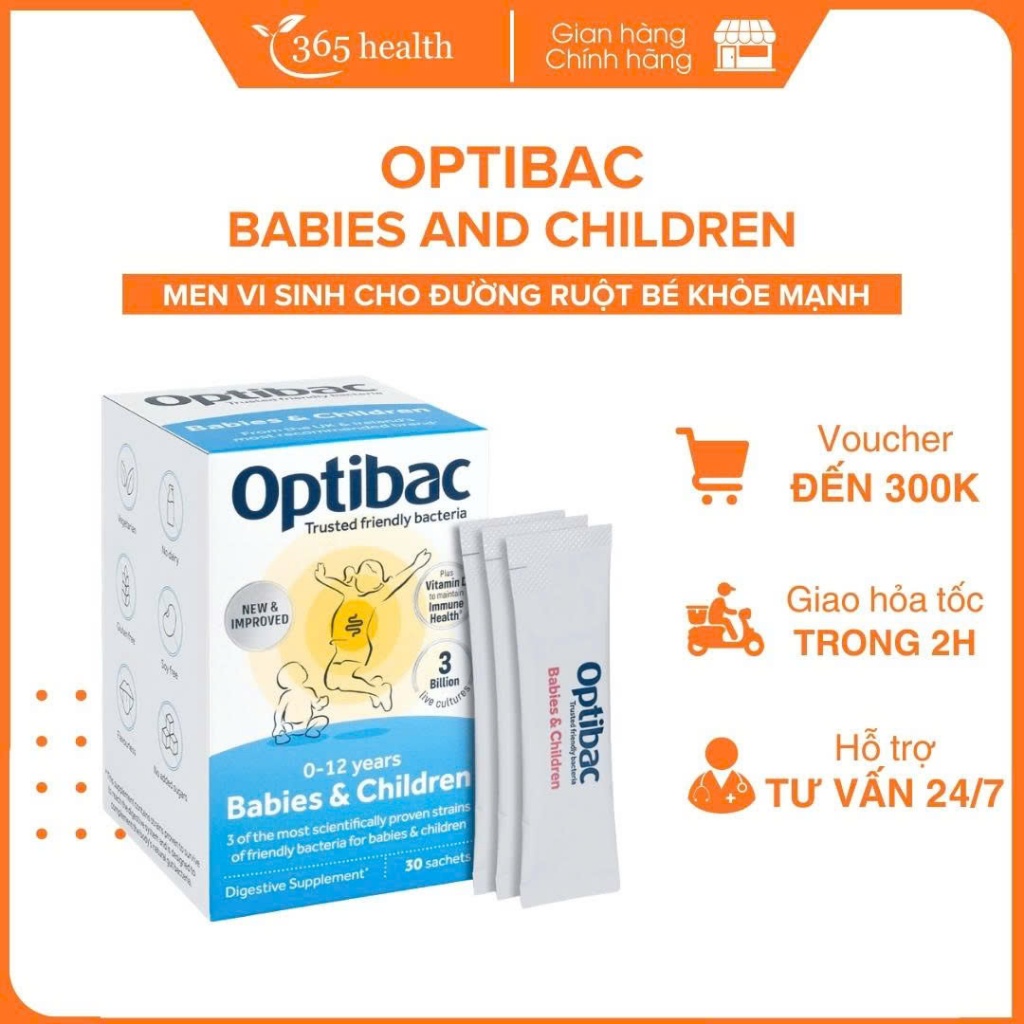 [Chính hãng] Men Vi Sinh Optibac Babies & Children 30 gói, Men Vi Sinh Optibac Cho Trẻ